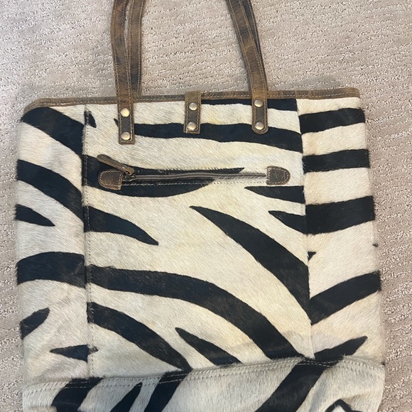 Myra Zebra Harion Leather Tote - Picture 4 of 10
